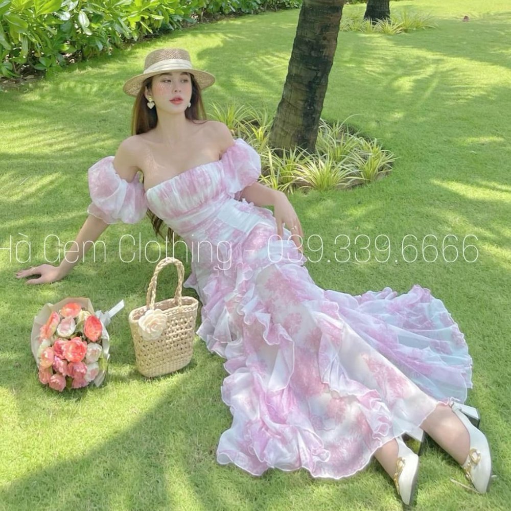 Off Shoulder Floral Ruffle Maxi Summer Spring Dress Size S - Picture 13 of 15
